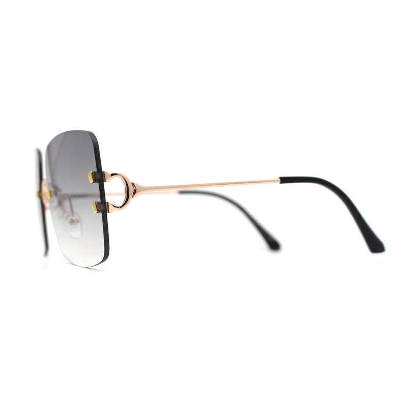 Womens Rimless Rectangle 90s Designer Sunglasses