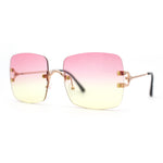 Womens Rimless Rectangle 90s Designer Sunglasses