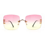 Womens Rimless Rectangle 90s Designer Sunglasses