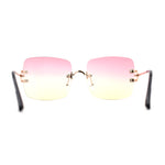 Womens Rimless Rectangle 90s Designer Sunglasses