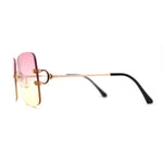 Womens Rimless Rectangle 90s Designer Sunglasses