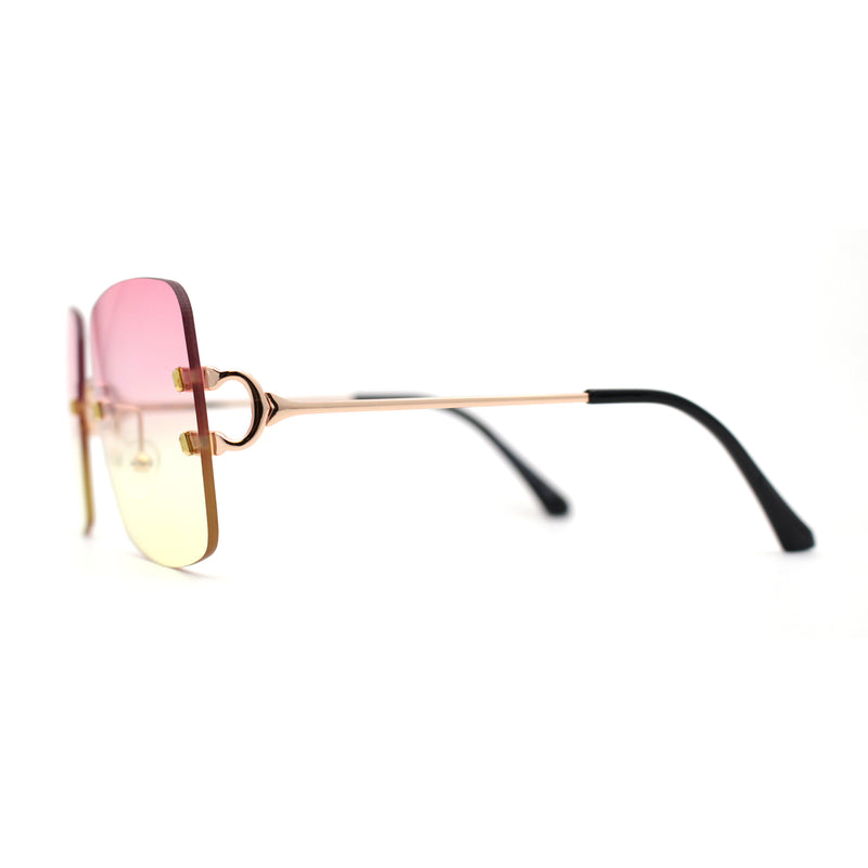 Womens Rimless Rectangle 90s Designer Sunglasses