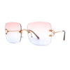 Womens Rimless Rectangle 90s Designer Sunglasses