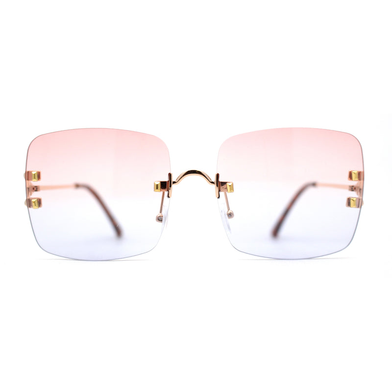 Womens Rimless Rectangle 90s Designer Sunglasses