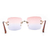 Womens Rimless Rectangle 90s Designer Sunglasses