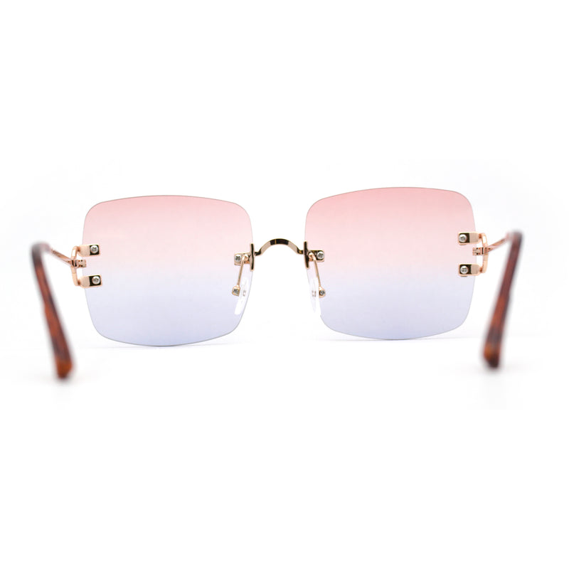 Womens Rimless Rectangle 90s Designer Sunglasses
