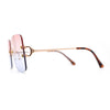 Womens Rimless Rectangle 90s Designer Sunglasses