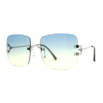 Womens Rimless Rectangle 90s Designer Sunglasses