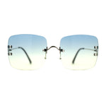 Womens Rimless Rectangle 90s Designer Sunglasses