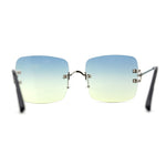 Womens Rimless Rectangle 90s Designer Sunglasses