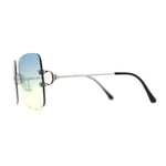 Womens Rimless Rectangle 90s Designer Sunglasses
