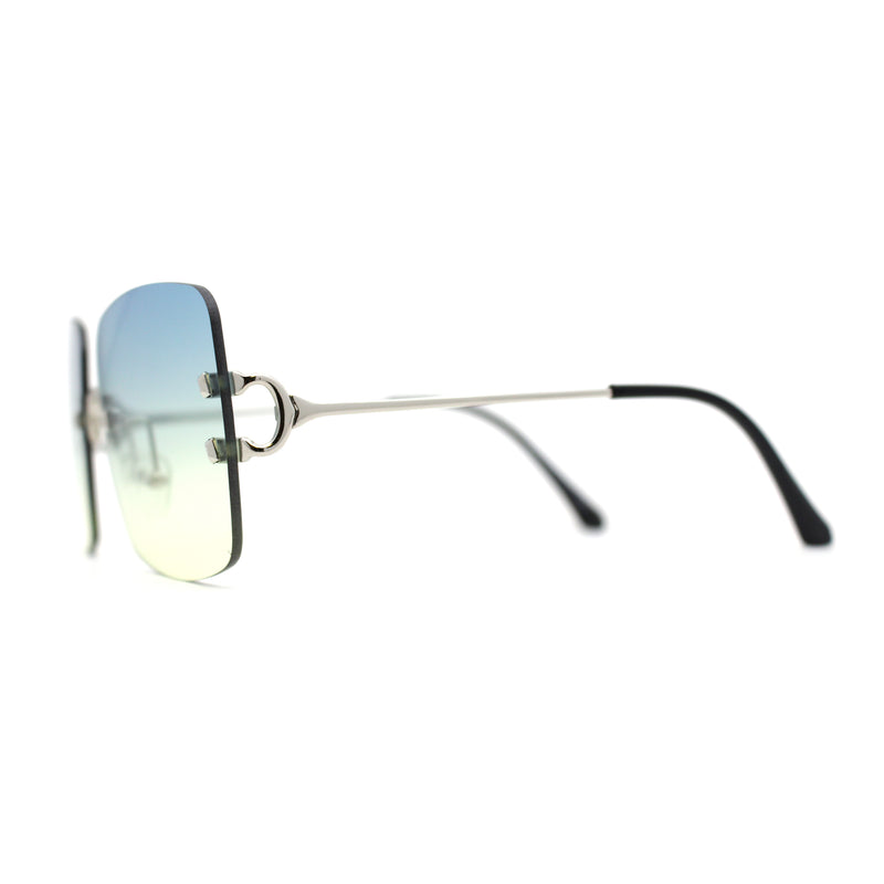 Womens Rimless Rectangle 90s Designer Sunglasses