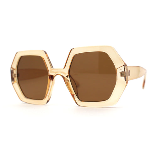 Womens Squared Thick Plastic Mod Hexagon Sunglasses