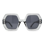 Womens Squared Thick Plastic Mod Hexagon Sunglasses