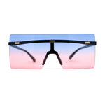 Retro Oversize Rimless Rectangle Shield Sunglasses