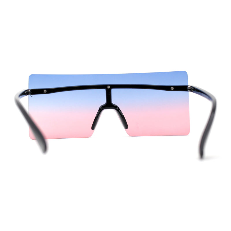 Retro Oversize Rimless Rectangle Shield Sunglasses