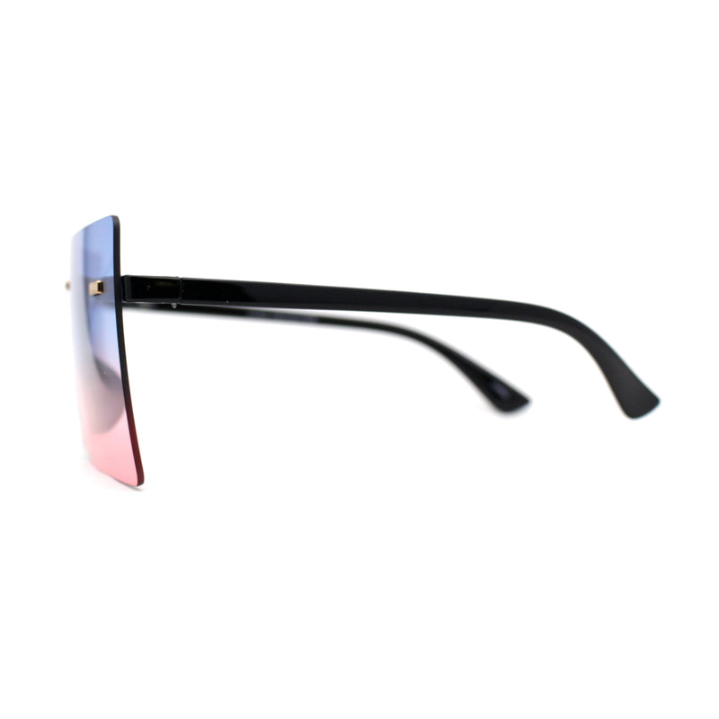 Retro Oversize Rimless Rectangle Shield Sunglasses