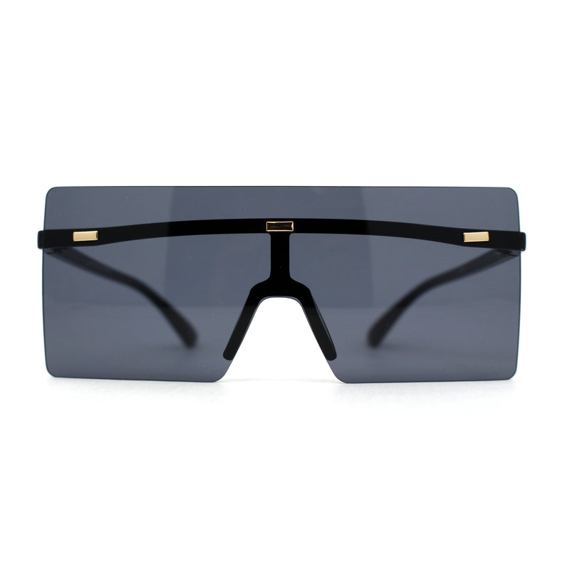 Retro Oversize Rimless Rectangle Shield Sunglasses