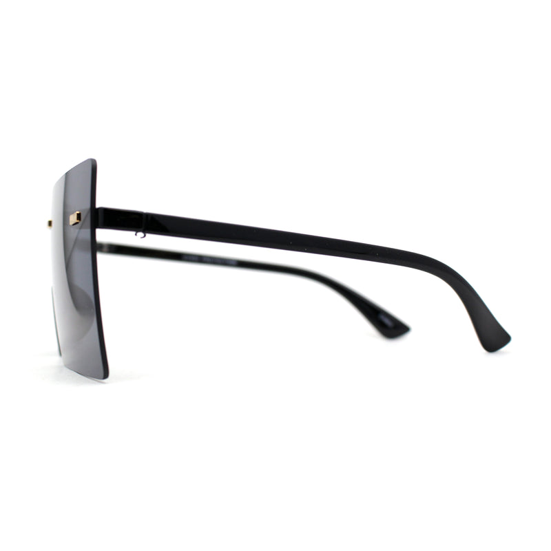 Retro Oversize Rimless Rectangle Shield Sunglasses