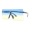 Retro Oversize Rimless Rectangle Shield Sunglasses