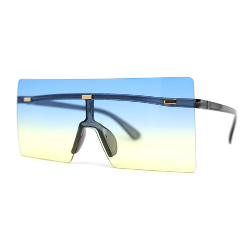 Retro Oversize Rimless Rectangle Shield Sunglasses