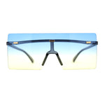 Retro Oversize Rimless Rectangle Shield Sunglasses