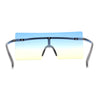 Retro Oversize Rimless Rectangle Shield Sunglasses