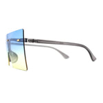 Retro Oversize Rimless Rectangle Shield Sunglasses