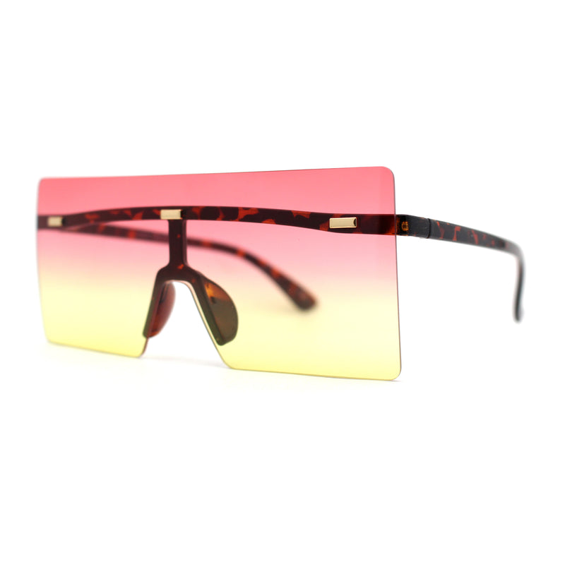 Retro Oversize Rimless Rectangle Shield Sunglasses