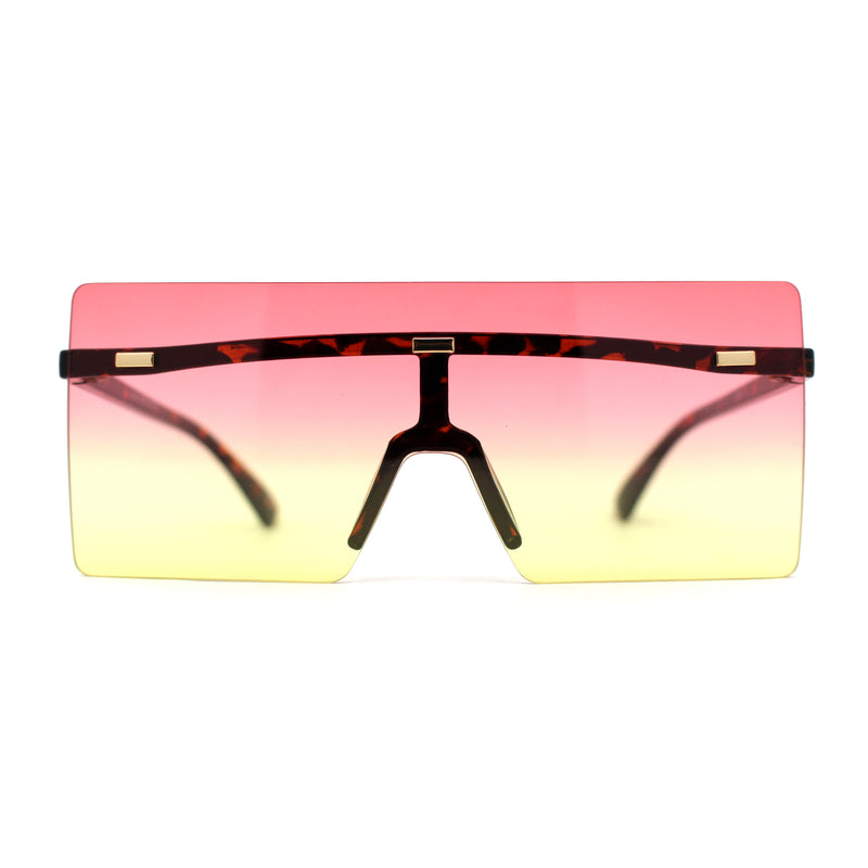 Retro Oversize Rimless Rectangle Shield Sunglasses