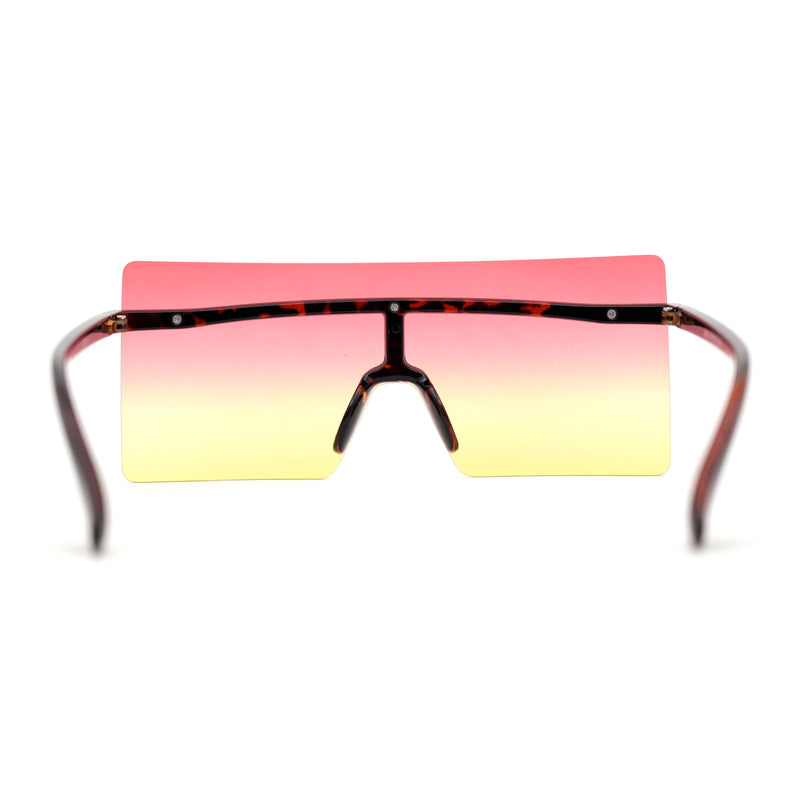 Retro Oversize Rimless Rectangle Shield Sunglasses