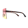 Retro Oversize Rimless Rectangle Shield Sunglasses