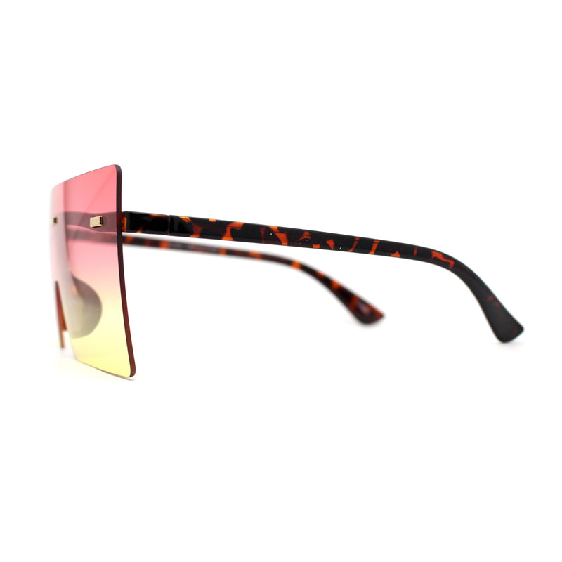 Retro Oversize Rimless Rectangle Shield Sunglasses