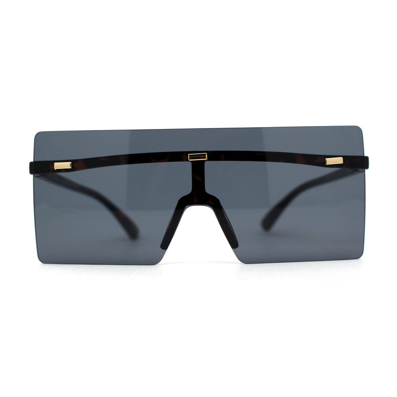 Retro Oversize Rimless Rectangle Shield Sunglasses