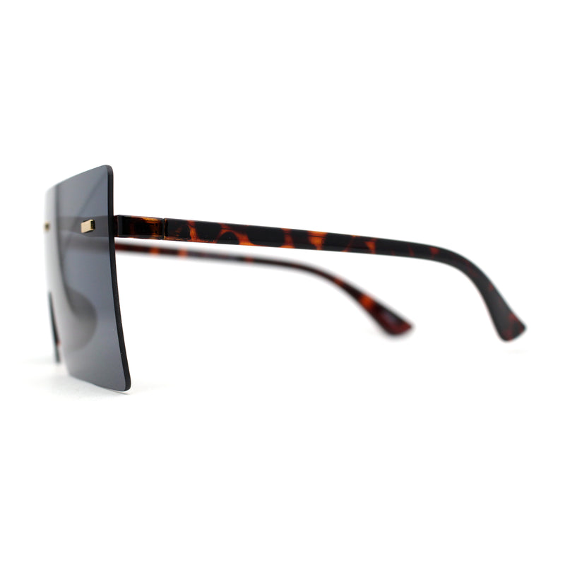 Retro Oversize Rimless Rectangle Shield Sunglasses