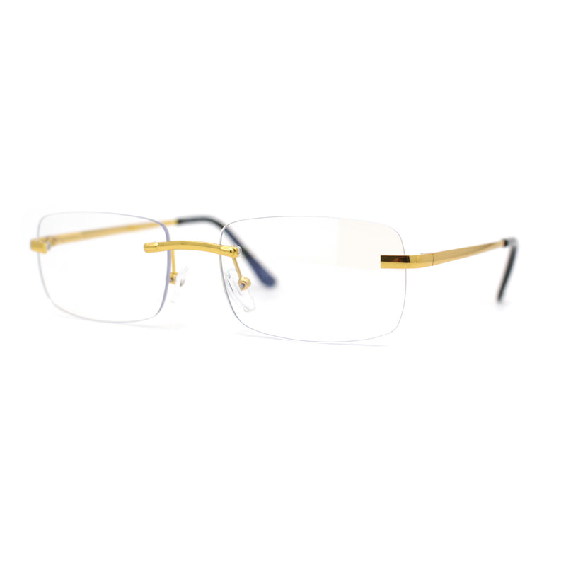 Classic Narrow Rectangle Rimless Blue Light Filtering Computer Glasses