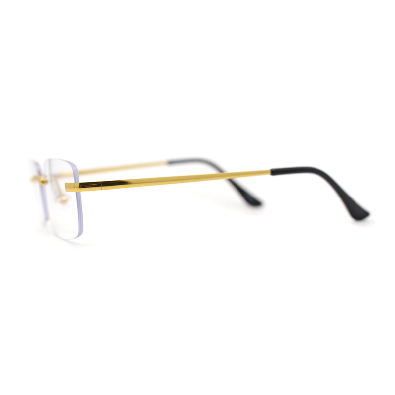 Classic Narrow Rectangle Rimless Blue Light Filtering Computer Glasses