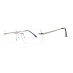 Classic Narrow Rectangle Rimless Blue Light Filtering Computer Glasses