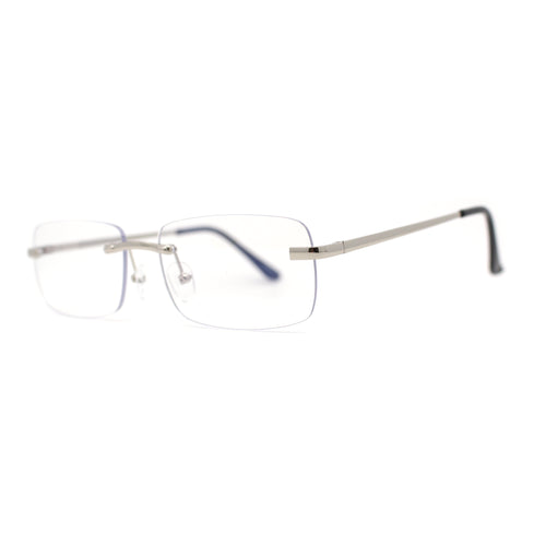 Classic Narrow Rectangle Rimless Blue Light Filtering Computer Glasses