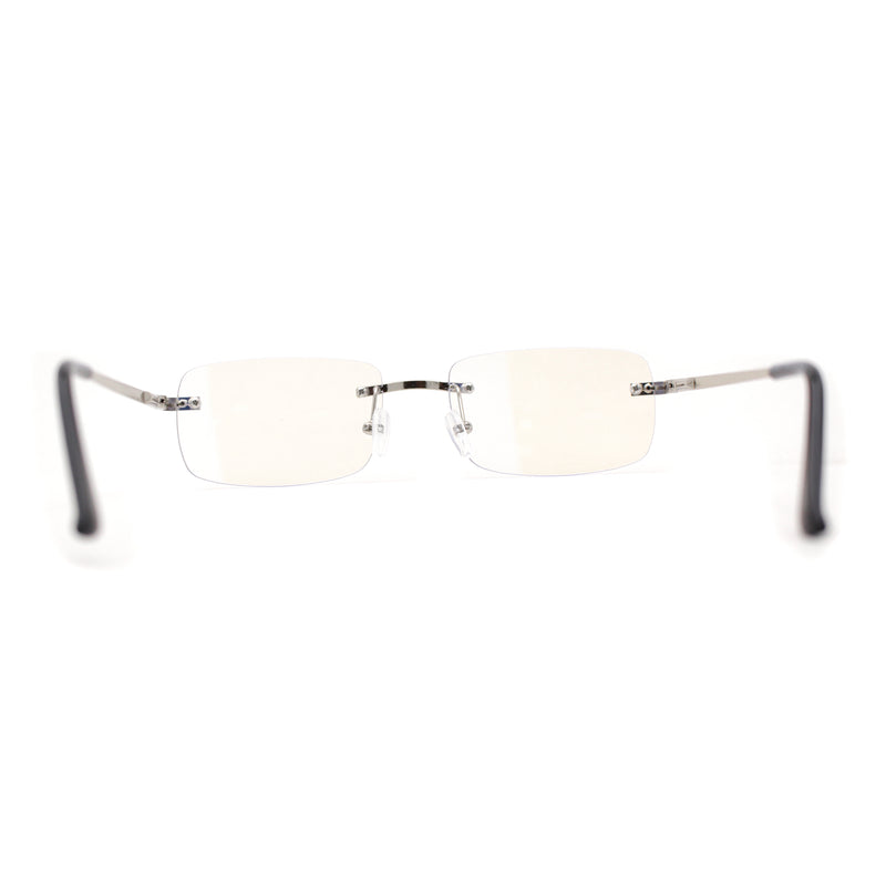 Classic Narrow Rectangle Rimless Blue Light Filtering Computer Glasses