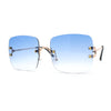 Classic 90s Rimless Large Rectangle Luxury Sunglasses
