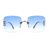 Classic 90s Rimless Large Rectangle Luxury Sunglasses