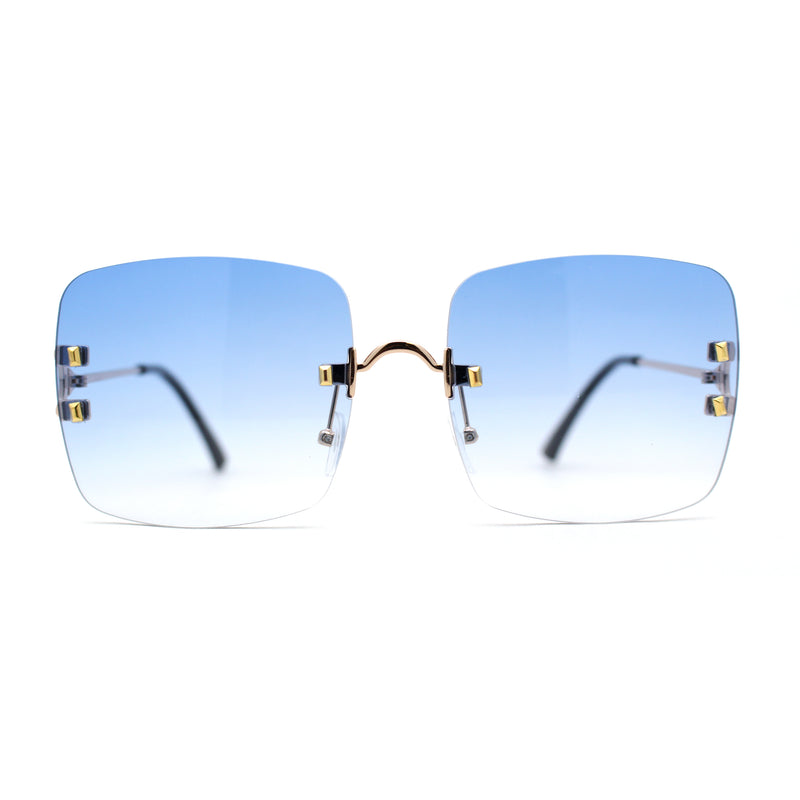 Classic 90s Rimless Large Rectangle Luxury Sunglasses