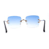 Classic 90s Rimless Large Rectangle Luxury Sunglasses