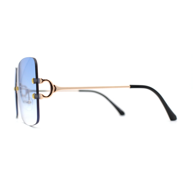 Classic 90s Rimless Large Rectangle Luxury Sunglasses