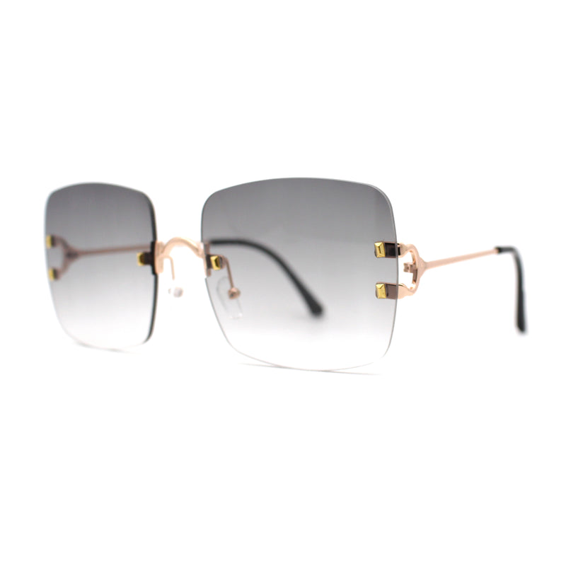 Classic 90s Rimless Large Rectangle Luxury Sunglasses