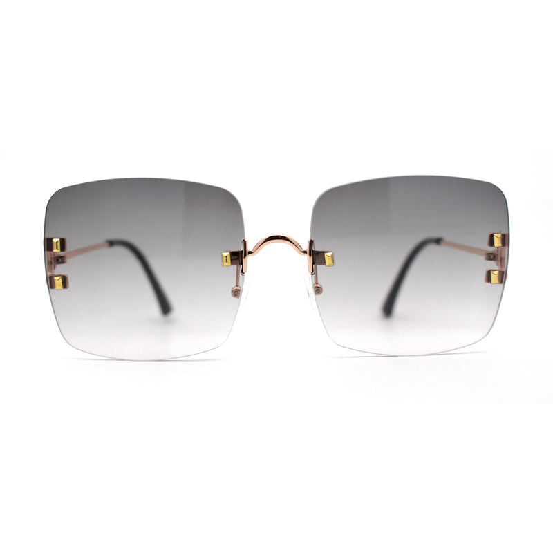 Classic 90s Rimless Large Rectangle Luxury Sunglasses