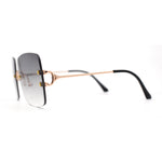 Classic 90s Rimless Large Rectangle Luxury Sunglasses