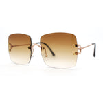 Classic 90s Rimless Large Rectangle Luxury Sunglasses