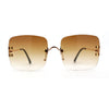 Classic 90s Rimless Large Rectangle Luxury Sunglasses